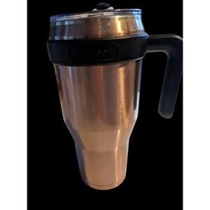 Thermal Coffee Tumbler Zenbo Brushed Pink Handle 40oz Leak Proof Sip or Straw‎